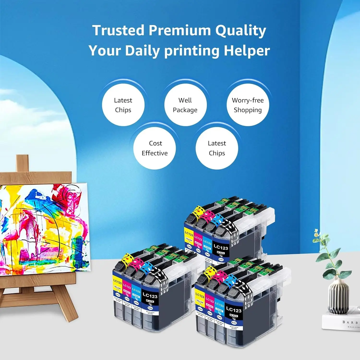 The LC123 printer cartridge is for LC-123 LC123XL BRO DCP-J4110DW MFC-J470DW MFC-J4410DW DCP-J552DW MFC-J6720DW (12 packs)