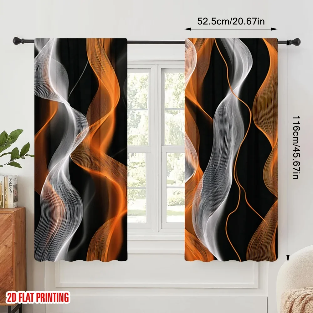 2pcs,2D plane printing Popular Curtain Panels Curvy Stripes Versatile Fabric (without rod) Gifts for Bedroom, Living Room,