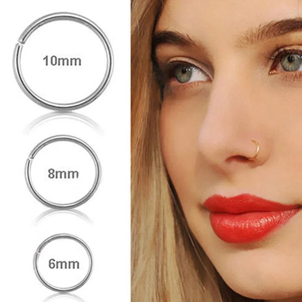 Fake Septum Clicker Nose Ring Fashion Stainless Steel Body Jewelry Piercing Suspension Clip for Women