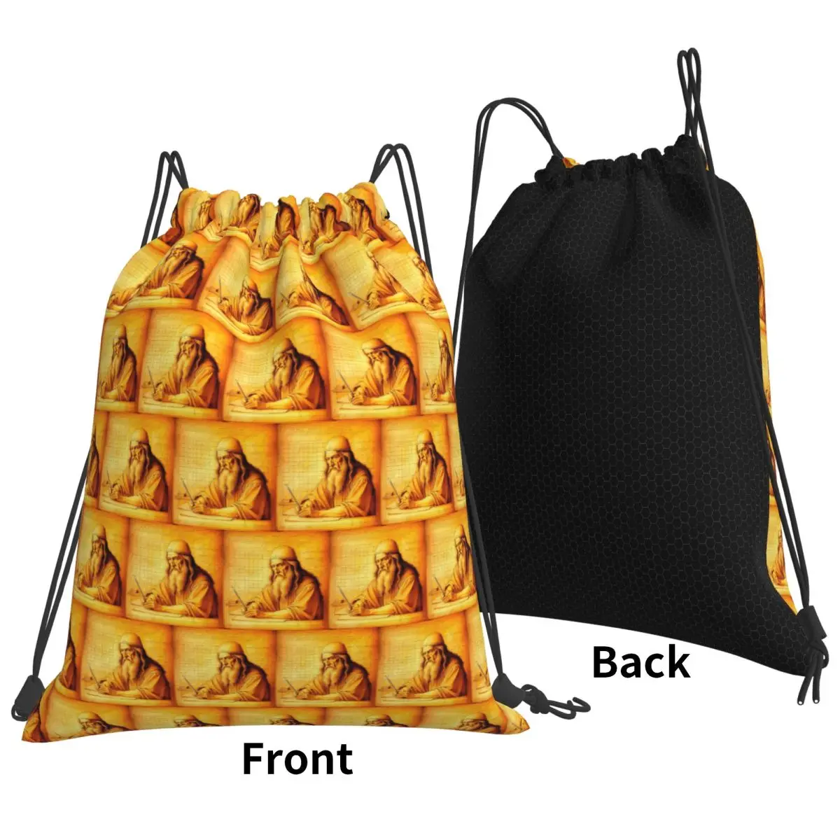 Portrait Of An Old Sage Inspired By Leonardo Da Vinci Backpacks Drawstring Bags Sundries Bag Book Bags for Man Woman School
