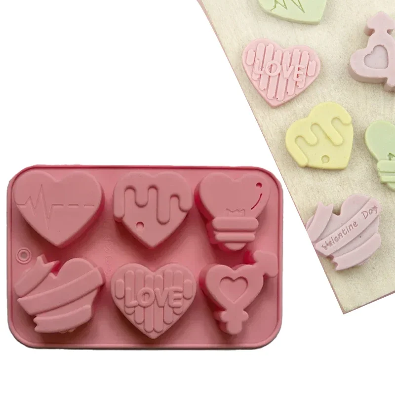 Love Heart Chocolate Silicone Mold Multi Grids Candy Biscuit Mould Baking Tool Gift Fondant Cake Candle Mold for Home Baking