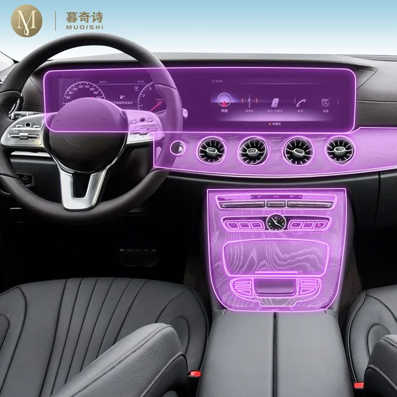 MUQSHI pre cut car interior transmission panel TPU protective film center console scratch PPF For Mercedes Benz W218 CLS 18-2019