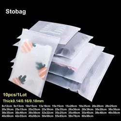 StoBag 10pcs Frosted Matte Zipper Bags Clothes Packaging Pouches Ziplock Plastic Sealed Shirts Storage Reusable Organizer Pocket