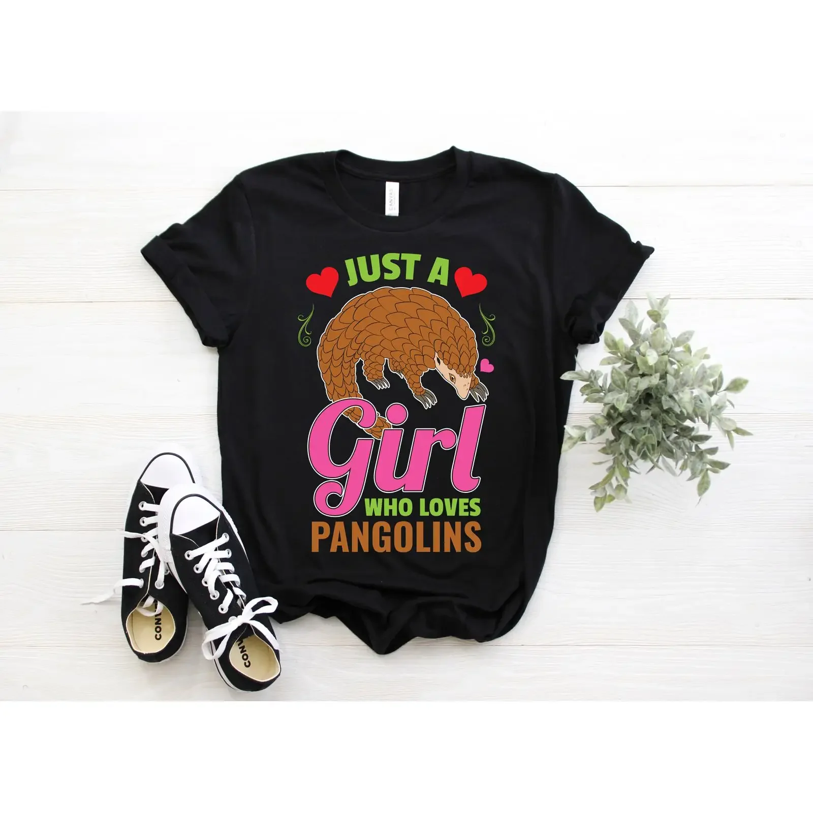 Just A Girl Who Loves Pangolins Cute Animal Print T Shirt Wildlife Activist Endangered Pangolin Lover  vintage Washed