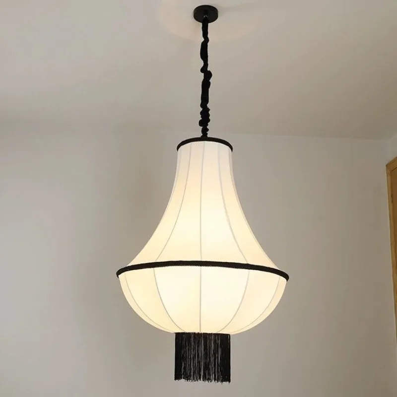 

French clothing fabric chandelier white medieval living dining bedroom Nordic art simple lamp led pendant ceiling lights