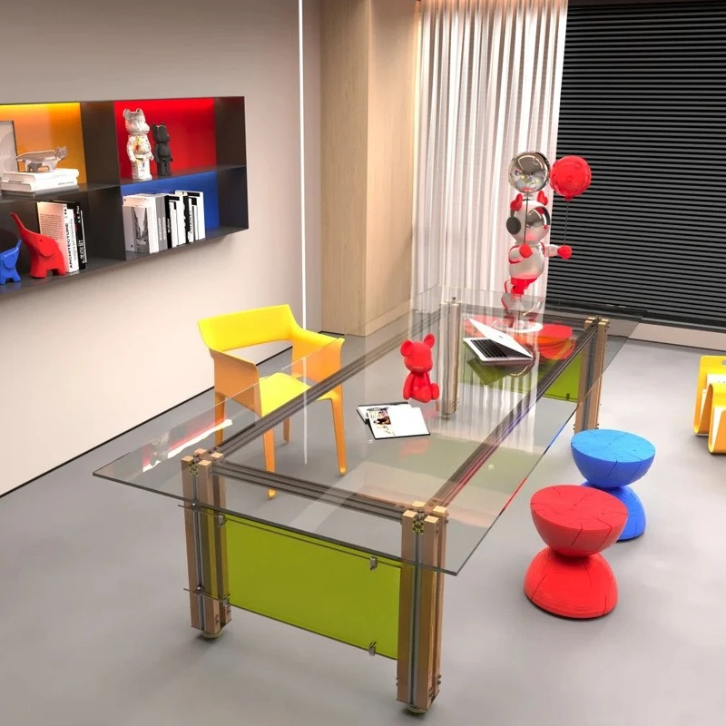 Minimalist structure office system | Aluminum profile frame with transparent countertop, reshaping the order of the workspace