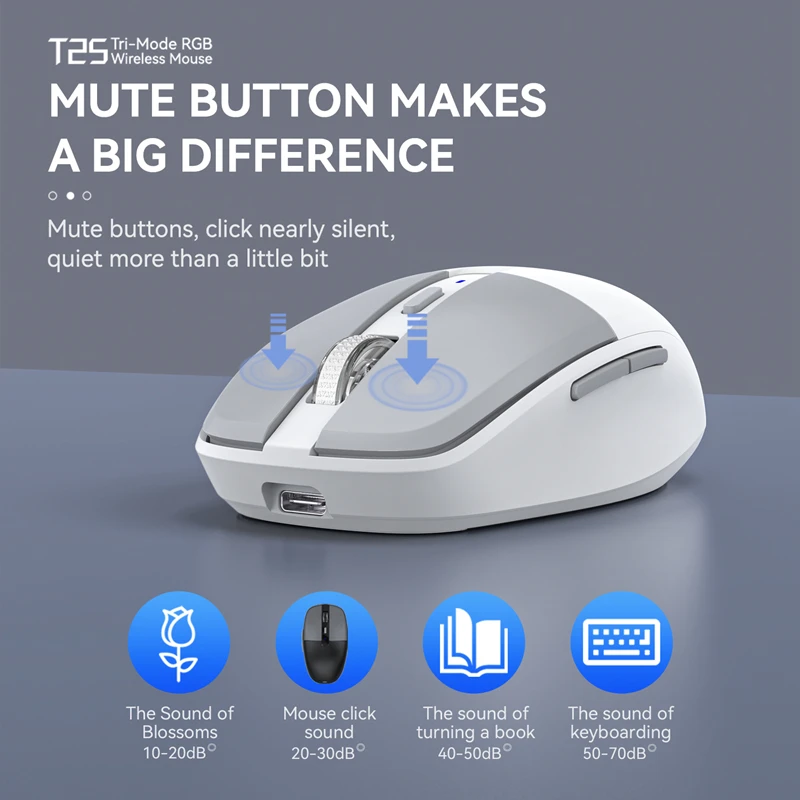 ماوس Xiaomi ثلاثي الوضع مع أجهزة استقبال مزدوجة Type-C/USB 2.4G بلوتوث 5.1 ماوس لاسلكي RGB شحن ماوس صامت لنظام Android IOS #5