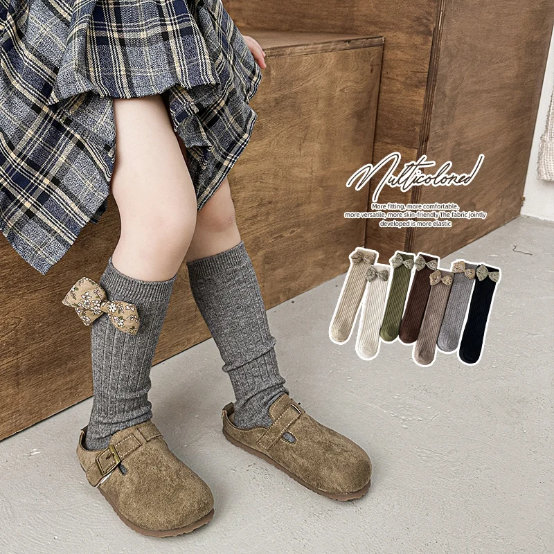 Long Socks For Elegant Girls Exquisite Retro Floral Bowknot With Wide Stripe Detail Skin Friendly Elastic Sweet Lolita Stockings