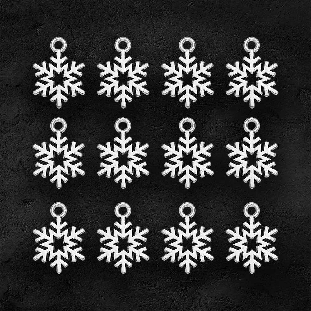 Antique Silver Plated Snowflake Winter Charms Christmas Pendants For Diy Necklace Creation Jewelry Making Supplies Accessories