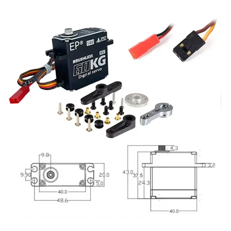 Ep bürstenloses servo 60kg wasserdichte rc digitale servomotoren metall getriebe 14v hv für rc kriecher auto roboter traxxas scx10