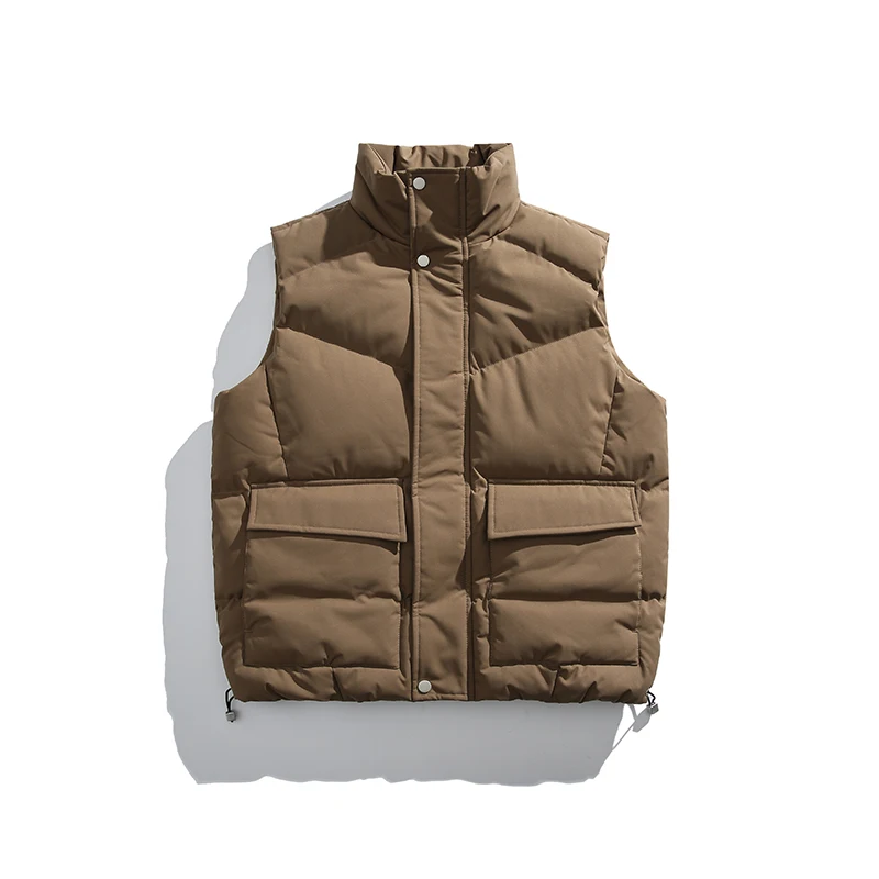 

Mens Women Stand Collar Solid Color Loose Vest Jacket Warm Sleeveless Jackets Winter Casual Thick Cotton Filled Baggy Waistcoat