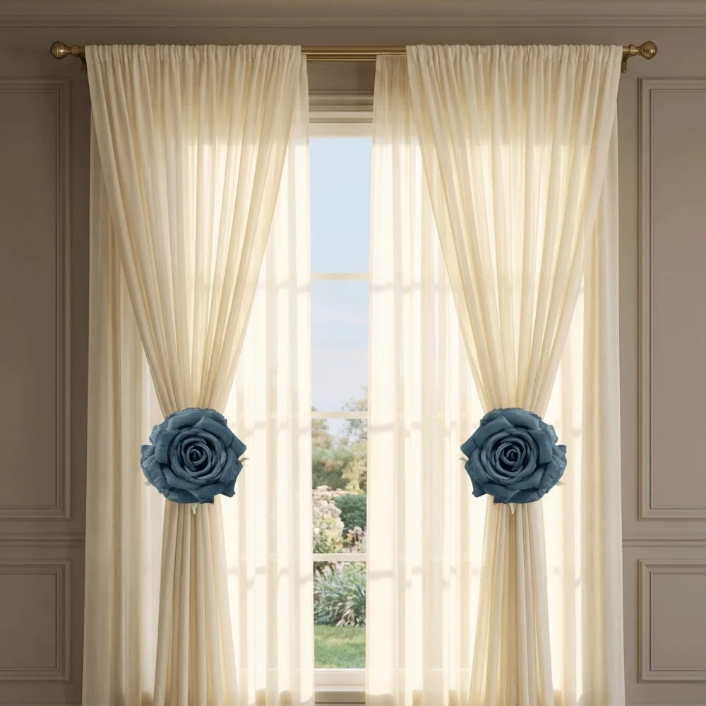 Romantic Rose Curtain Clips Realistic Decorative Curtain Buckle Exquisite Window Screen Fastener Clip Living Room