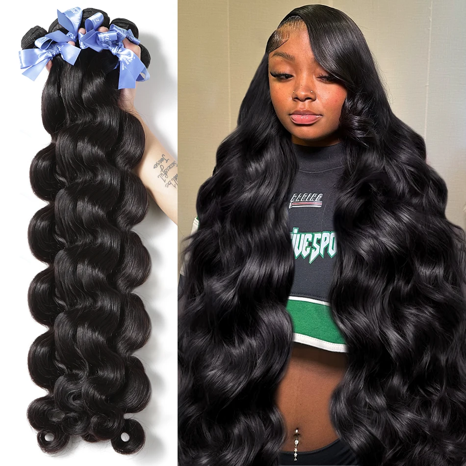 Body Wave Bundles Human Hair 30 32 40 Inch Bundles Human Hair Brazilian 3 4 Water Wave Bundles Body Wave Human Hair Extensions