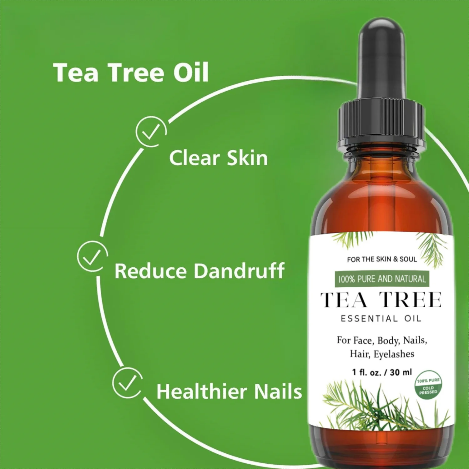 100% Pure En Natuurlijke Tea Tree Etherische Olie Voor De Huid En Ziel Voor Gezicht, Lichaam, Nagels, Haar, Wimpers 100% Puur Koud Geperst