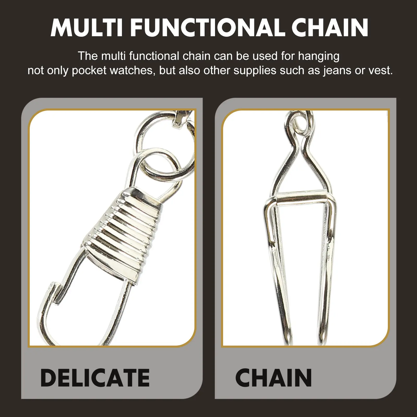 

Clip Pocket Watch Chain Alloy Metal Lightweight Hanging Chain for Vest Vintage Pocket Watches Retro Accessories