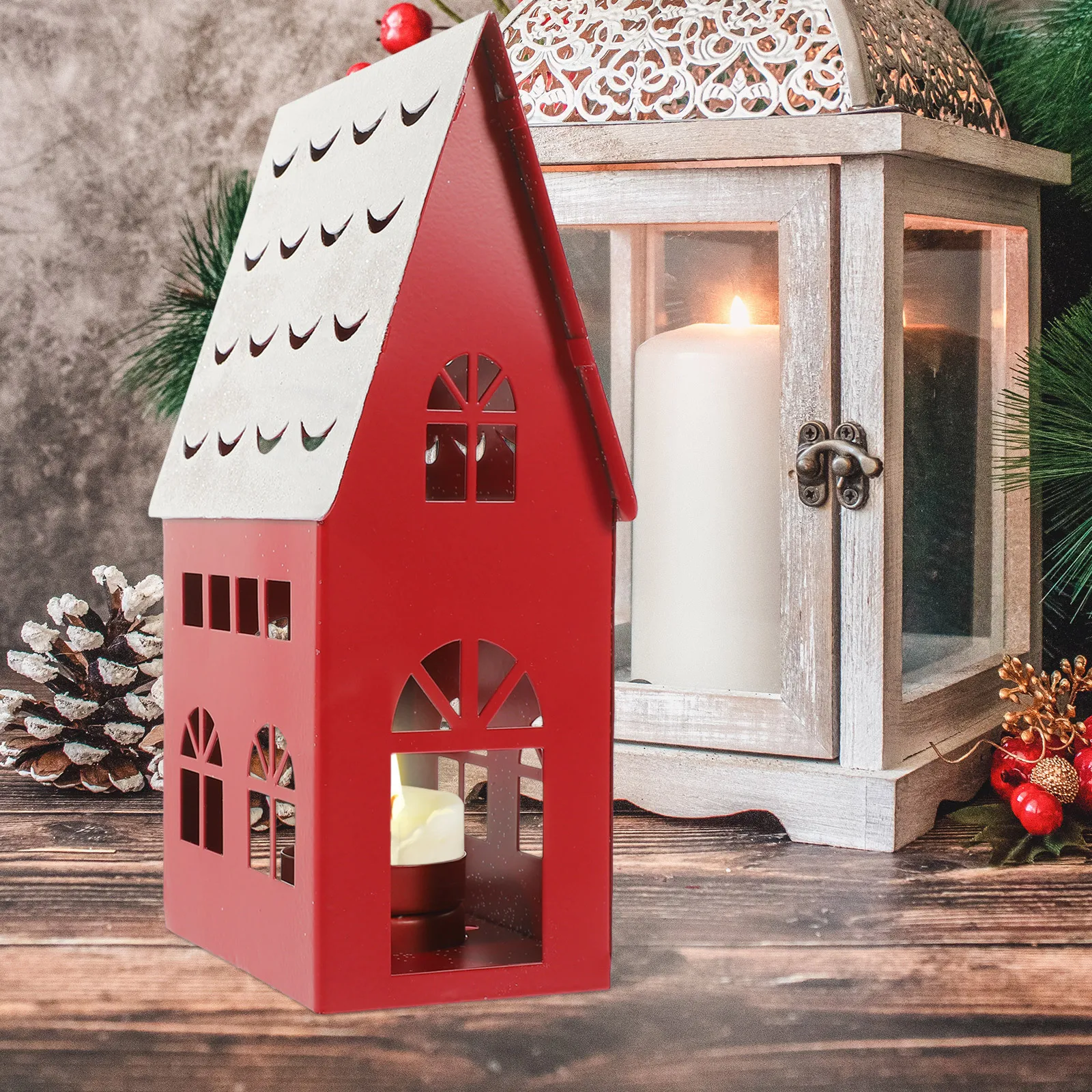 

Christmas Holder Sturdy Iron Snow Home Style Stand for Bedroom Wedding Decor Desktop Ornament Candlestick Holders