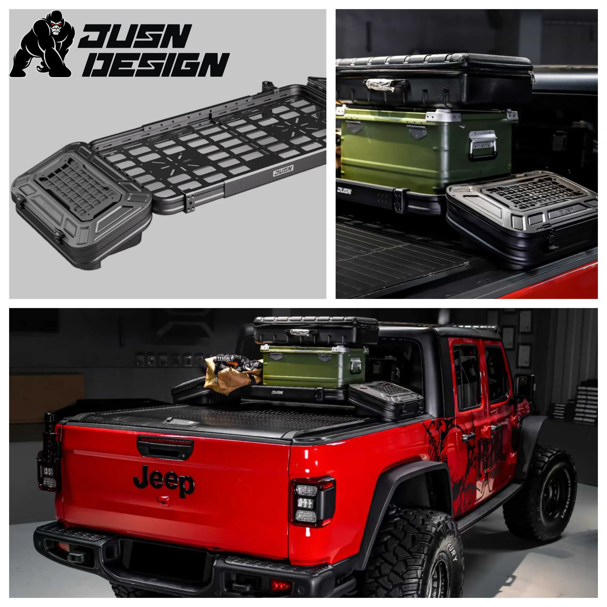 Light multi-function one-piece gantry pickup truck bed frame for Jeep Wrangler JT for Ford Raptor Ranger