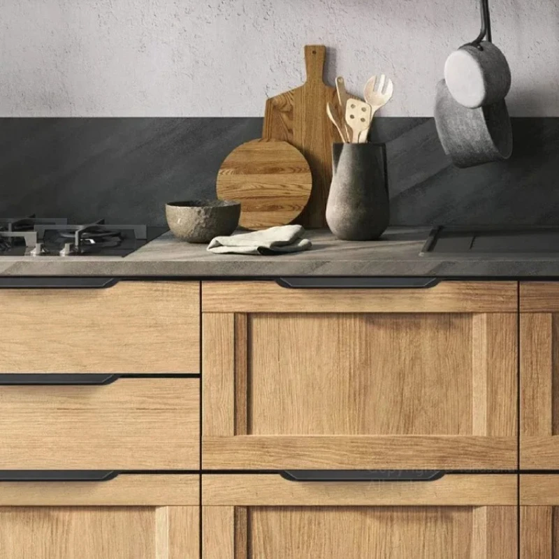 Verdeckter, unsichtbarer langer Griff aus Aluminiumlegierung für Möbel, Küchenschrank, schwarzer Schrank- und Kleiderschranktürgriff – Detail 8