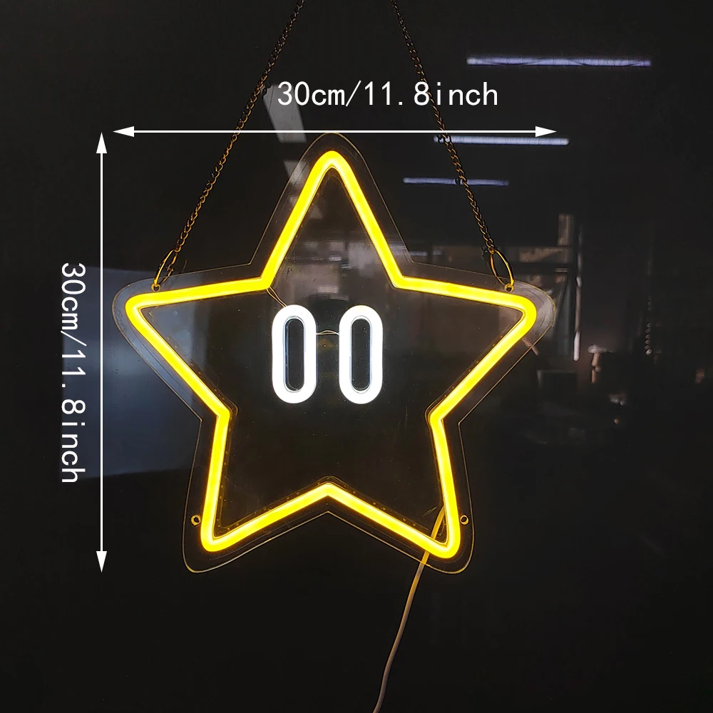 لافتة نيون نجمة لديكور غرفة الألعاب ، مصابيح نيون فريدة ، ديكور حائط للألعاب ، هدايا للاعبين ، كهف رجل ، غرفة أطفال