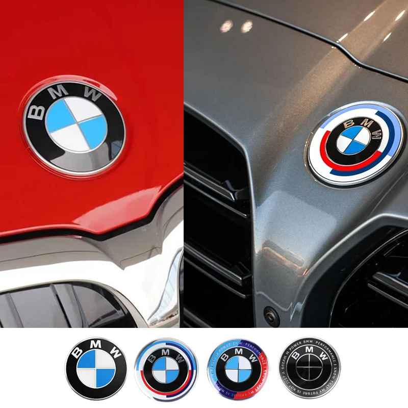 1Pcs Front Hood Emblem 82mm+Rear Badge 74mm Sticker For BMW M Performance E46 E90 E60 F10 F30 E39 E36 F20 E87 G30 E92 X5 Logo