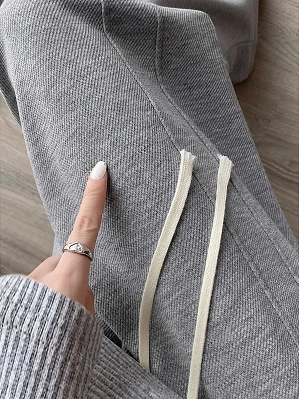 파이온 하이웨이스트 드레이프드 루즈 스트레이트 캐주얼 스웨트팬츠 가을 신상 여성 디자인 2025 봄 출퇴근 슬레