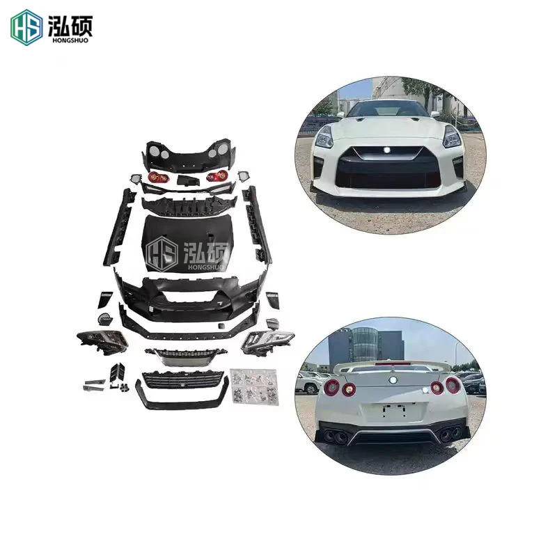 Car body kit for Nissan GTR 35 upgrade Bumper front Rear Lip Engine Hood LED Headlights front face bodykit