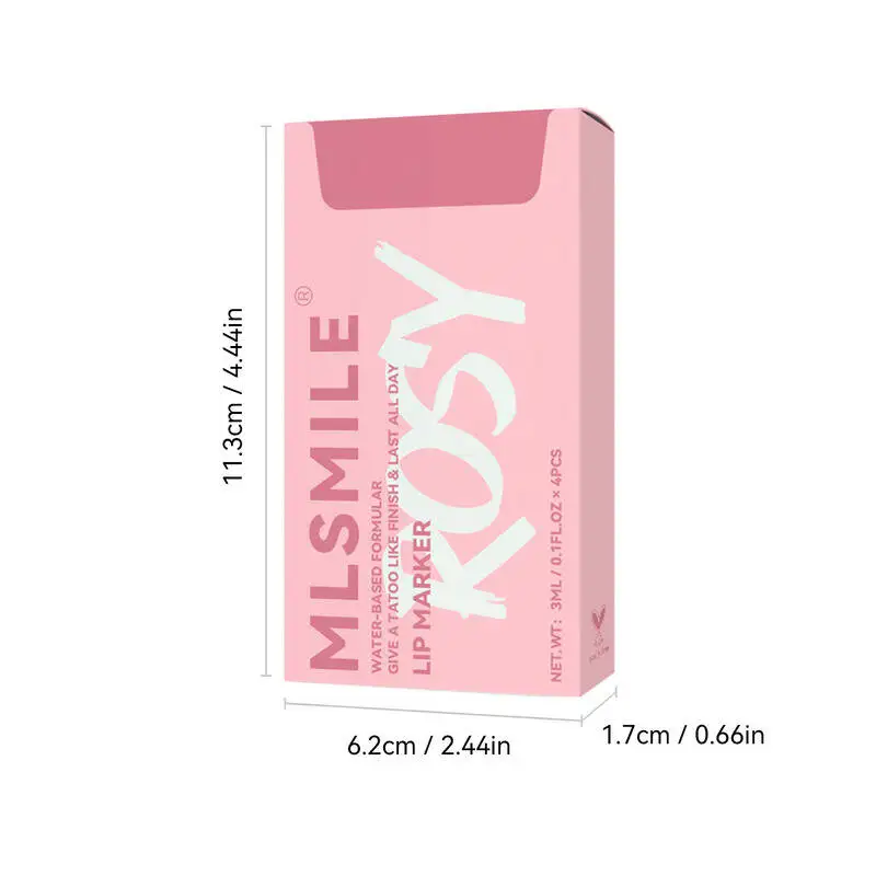 MLSMILE Nieprzywierający Pisak do Ust w Kształcie Kubka, Trwały, Łatwy w Aplikacji, Matowy Ołówek do Konturowania Ust, Wodoodporny Zestaw 4 sztuk, Nowość 2025