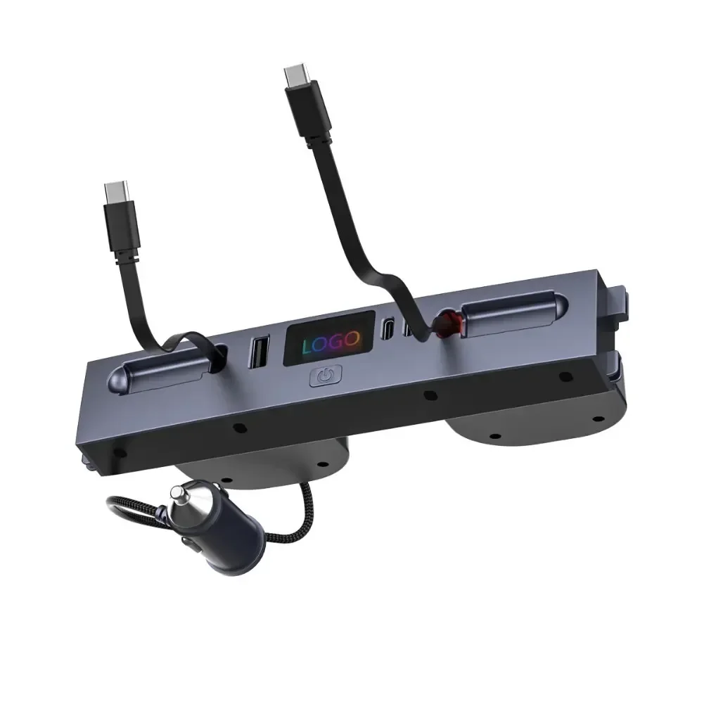 Fast Charging Retractable USB Hub Docking Station 125W Output for Tesla Model Y 2025 2026 Supports DC12 24V Power Input