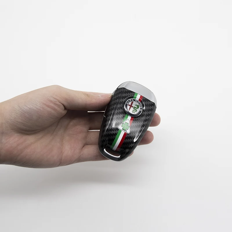 غطاء مفتاح السيارة استبدال مفتاح القضية ألفا روميو جوليا ستيلفيو تونال ألياف الكربون نمط #6