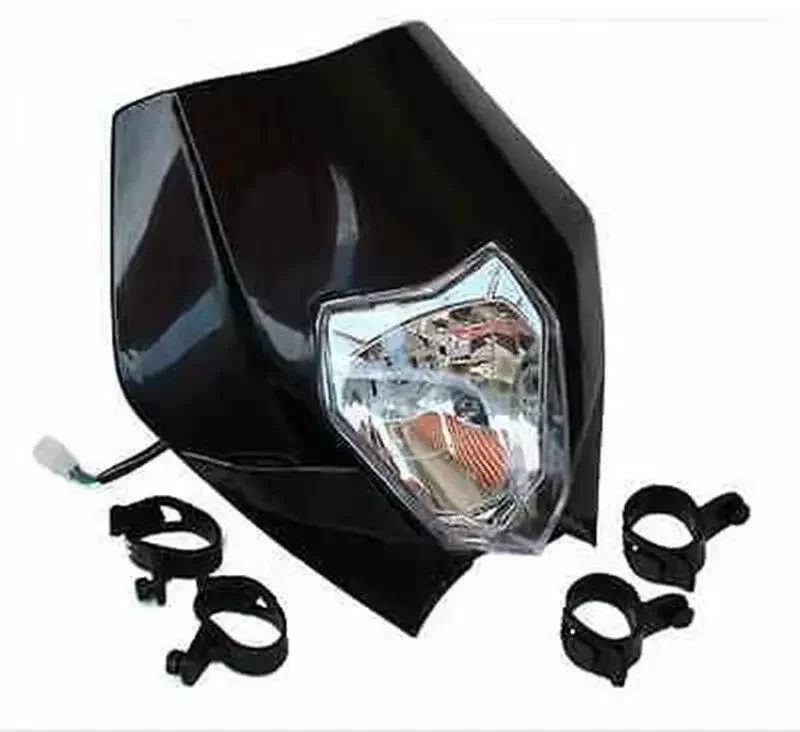 Black Motorcycle Headlight For Kawasaki Suzuki Yamaha  Dual Sport Honda KX