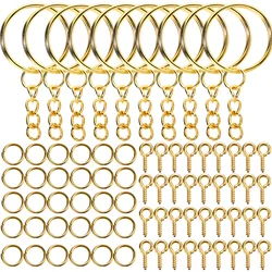 110Pcs Keychain Open Jump Rings Eye Pins Jewelry Making Accessories Kits for DIY Epoxy Resin Key Chain Key Ring Pendants