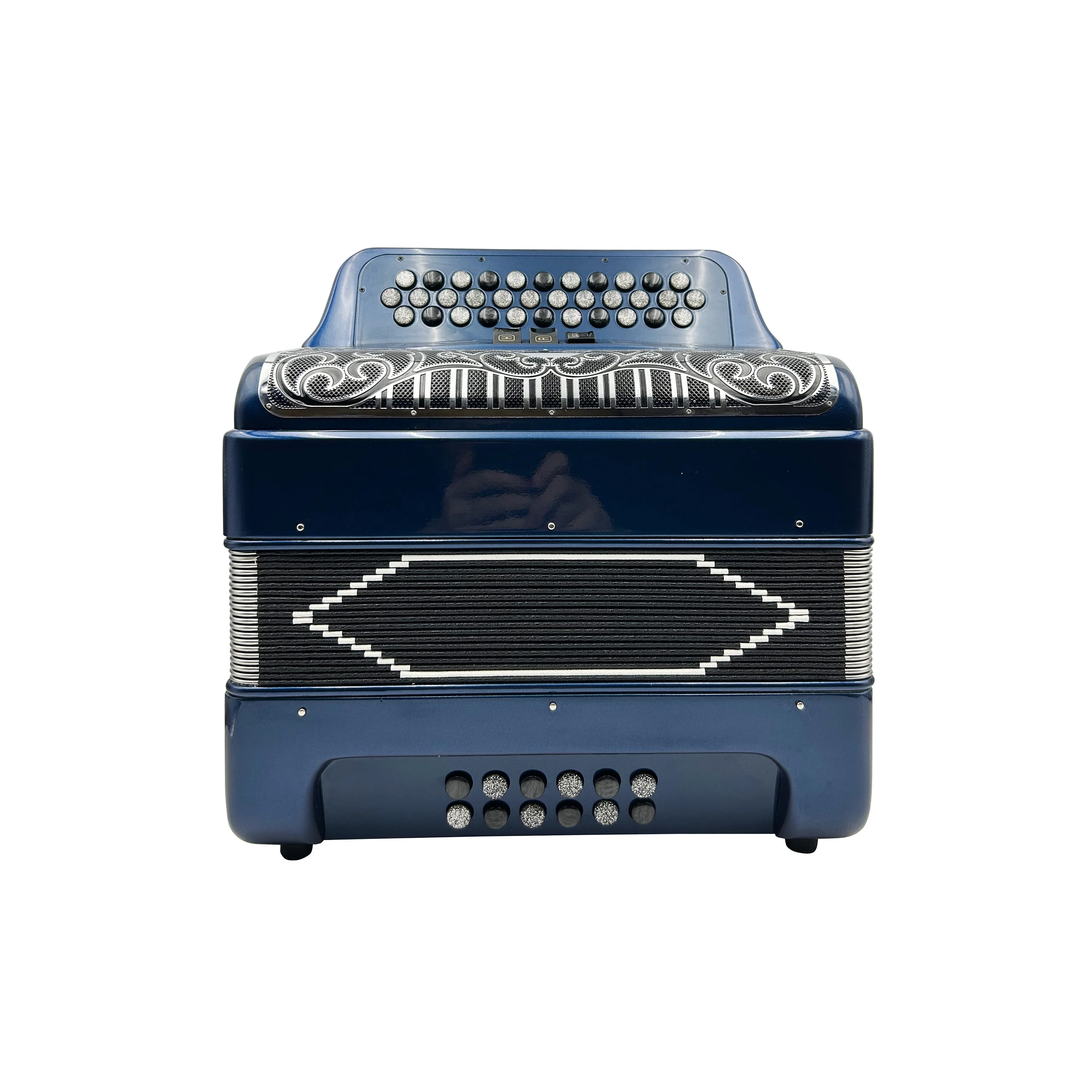 

Deep Blue JB3412C Acordeon 34-Button 12-Bass 3 Registers Instrument With Black Silver Buttons And Grill Diatonic Accordion
