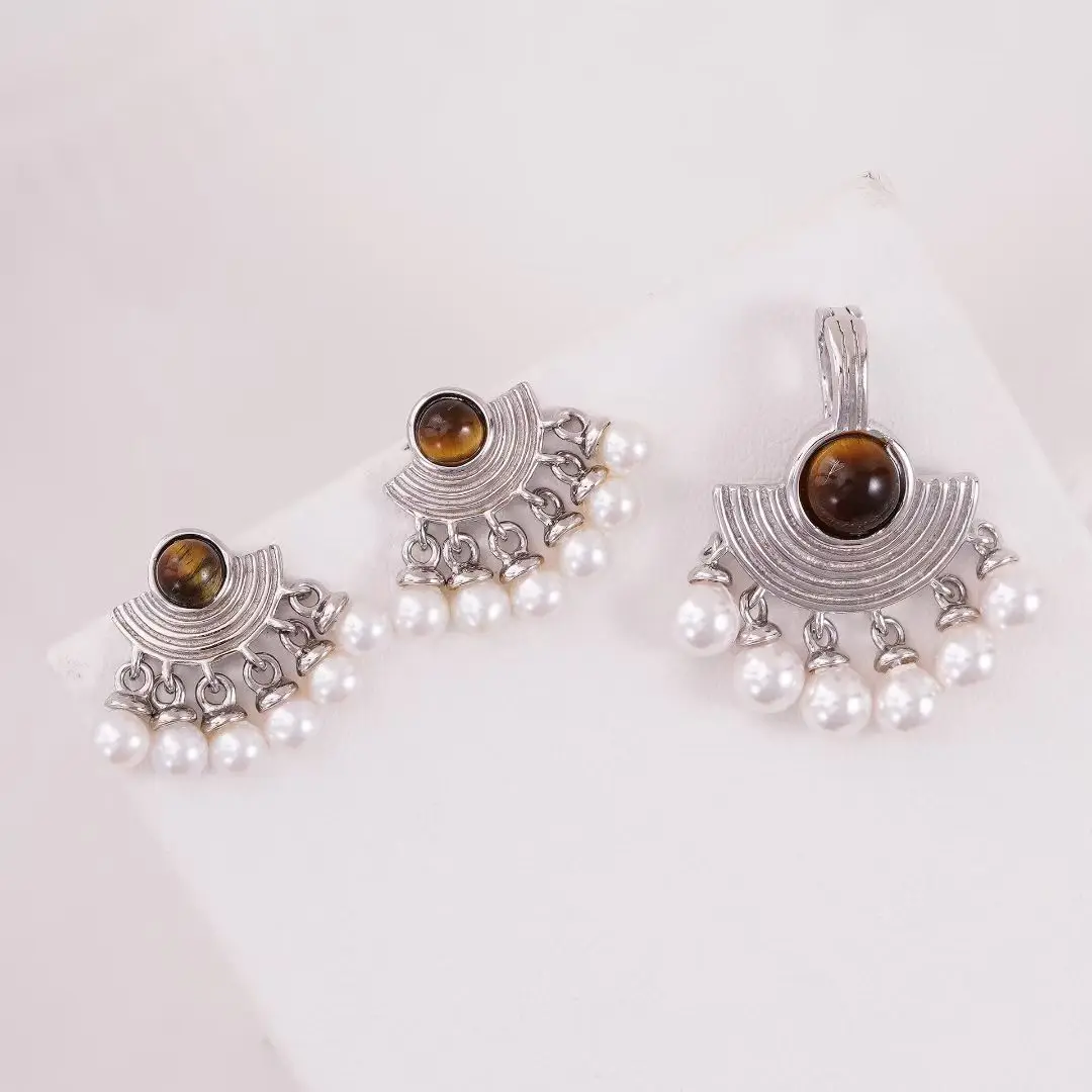 

S925 Sterling Silver Pendant and Earrings Set Base Mounts Findings Mounting Jewelry Set Parts Fittings for 3-5mm Pearls