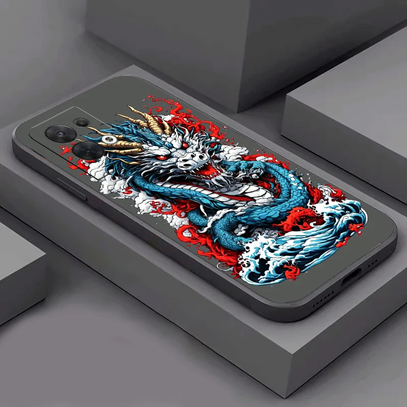 Chinese Divine Dragon Phone Case For OPPO Find X6 X5 X3 Pro Lite Neo OPPO Reno 9 8 7 Pro Lite 8T 8Z 7Z 5G Liquid Silicone Back