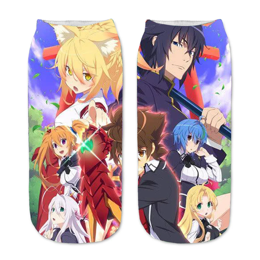 Calcetines tobilleros con estampado 3D de dibujos animados para hombre y mujer, calcetín corto de Anime para adolescentes, ideal para regalo de fiesta, DxD