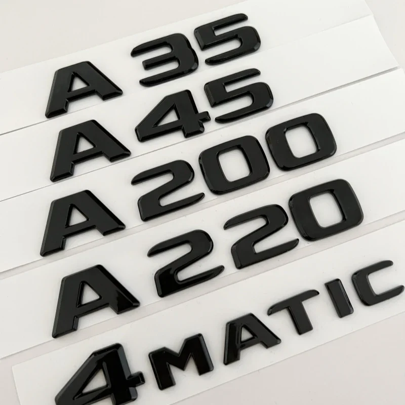 

Car 3D ABS Trunk Letters Logo Badge Emblem Decals Sticker For Mercedes Benz A Class A35 A45 A200 A220 4Matic W169 W176 W177