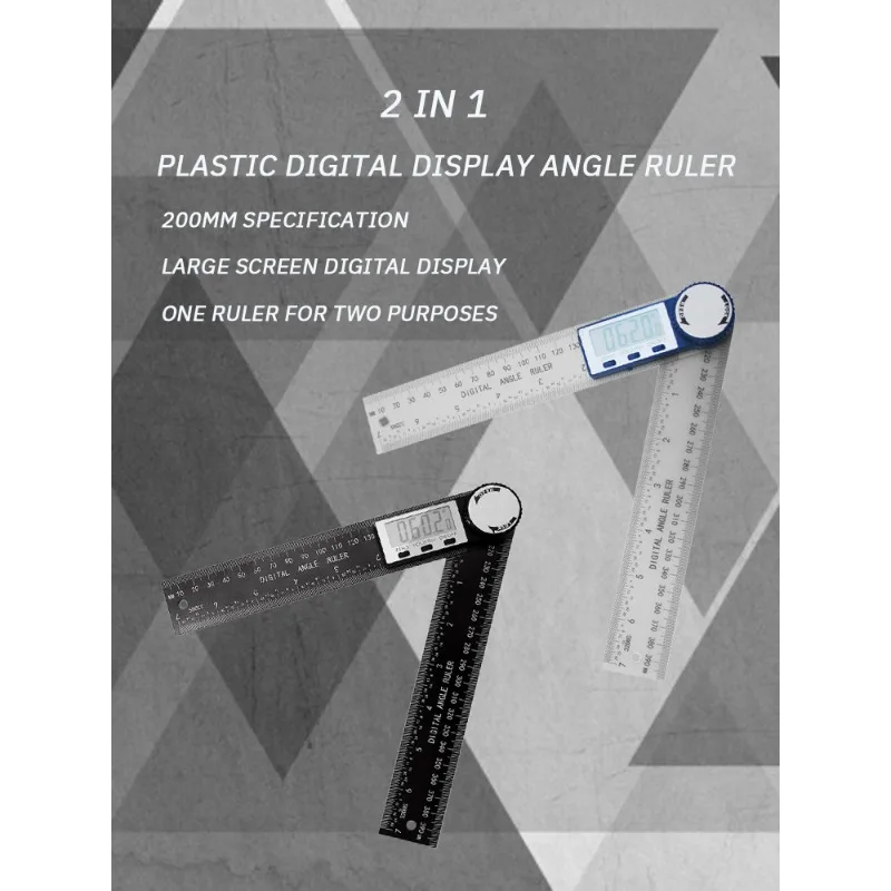 Two in One Digital Display Angle Ruler Multifunction Large Screen Display Plastic Protractor Caliper Vernier Caliper 1pc