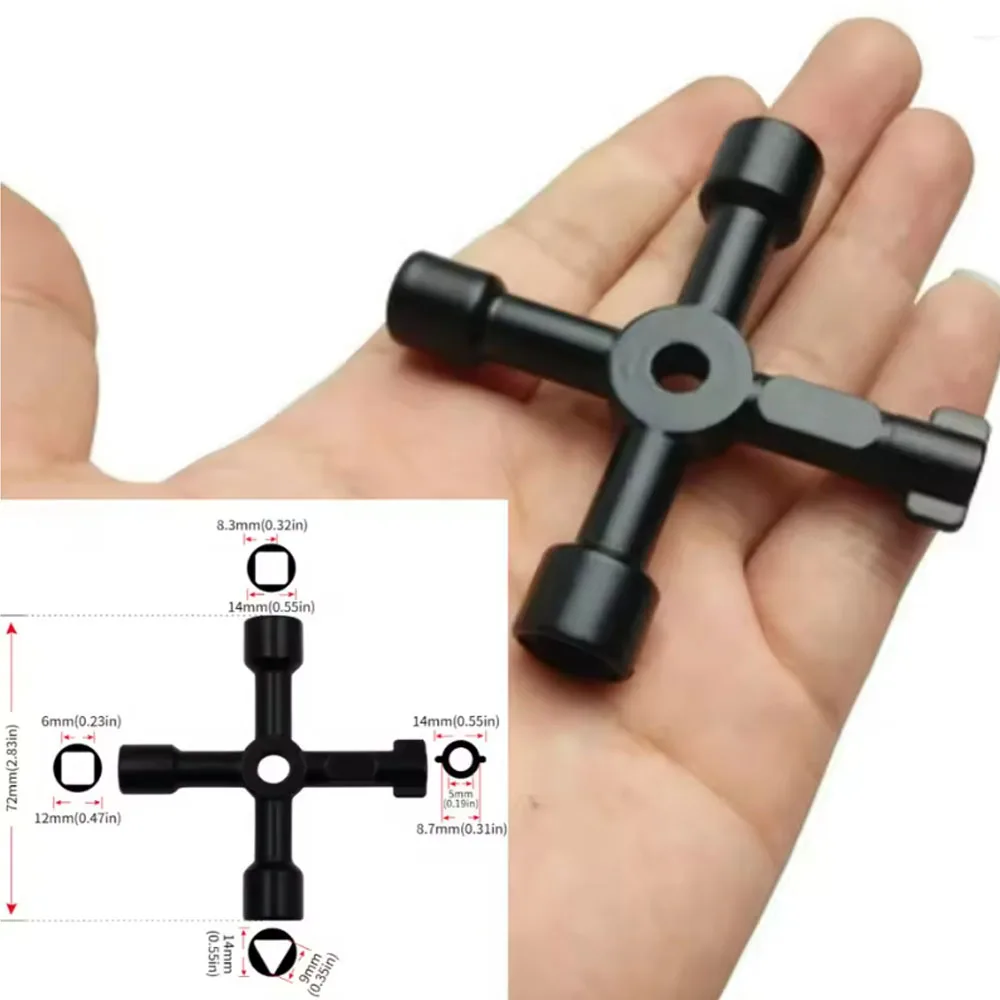 4 In 1 Multifunction Electrician Plumber Utility Cross Switch Wrench Universal Square Triangle Key for Gas Train Bleed Radiator