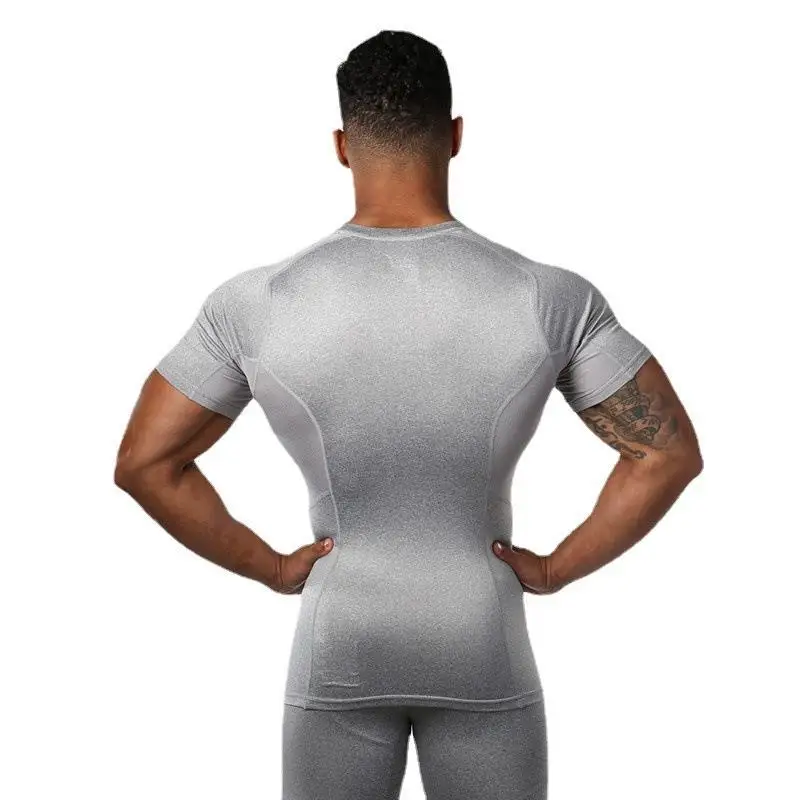 Summer Men\'s Quick Dry Compression T-Shirt Sport Running Short Sleeve Tees Gym Fitness Workout Bodybuilding Sweatshirt Clothes