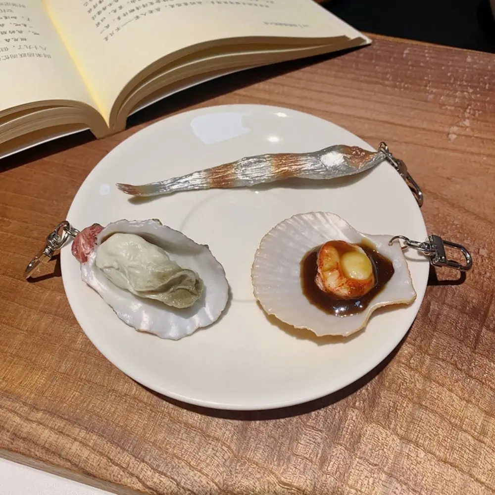 Creative Simulation Food Key Chain Interest Fashion Oyster Scallop Model Key Ring Clam Scallop Model Pendant Cute