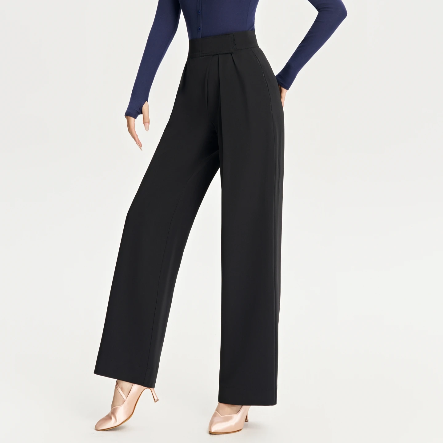 2025 Vrouwen Latin Dans Broek Moderne Dans Hoge Taille Wijde Pijpen Broek Ballroom Tango Wals Broek Prestaties Kostuum DN22319