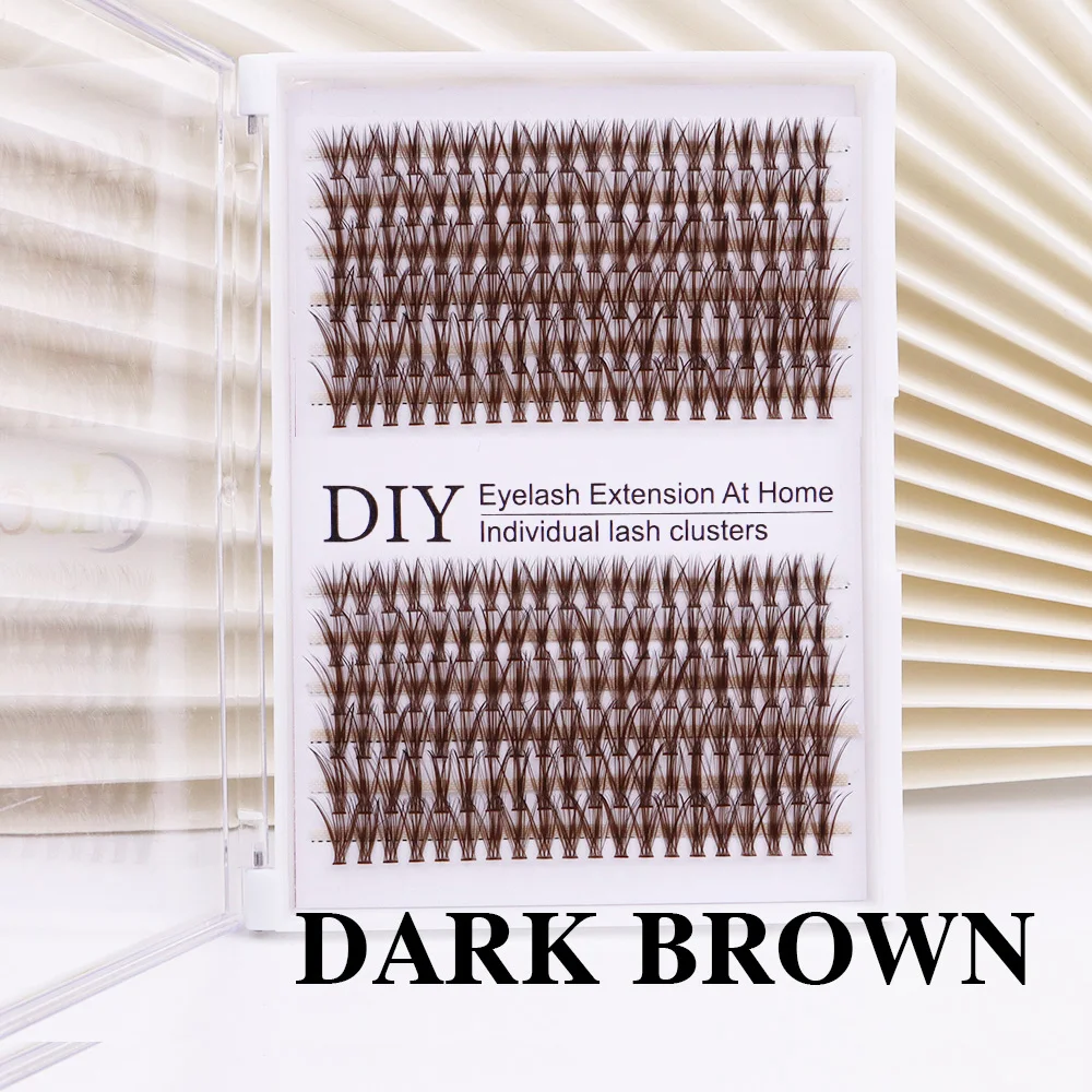 240PCS 30D Cluster Lashes 9-14mm Mix 0.07mm Dark Light Brown Soft Volume Makeup Tool DIY At Home Natural Look Eyelash Extension