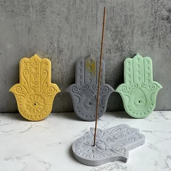 2PCS Hand of Fatima Incense Sticks Base Silicone Mold DIY Yoga Cement Plaster Flower of Life Holder Tray Home Decoration