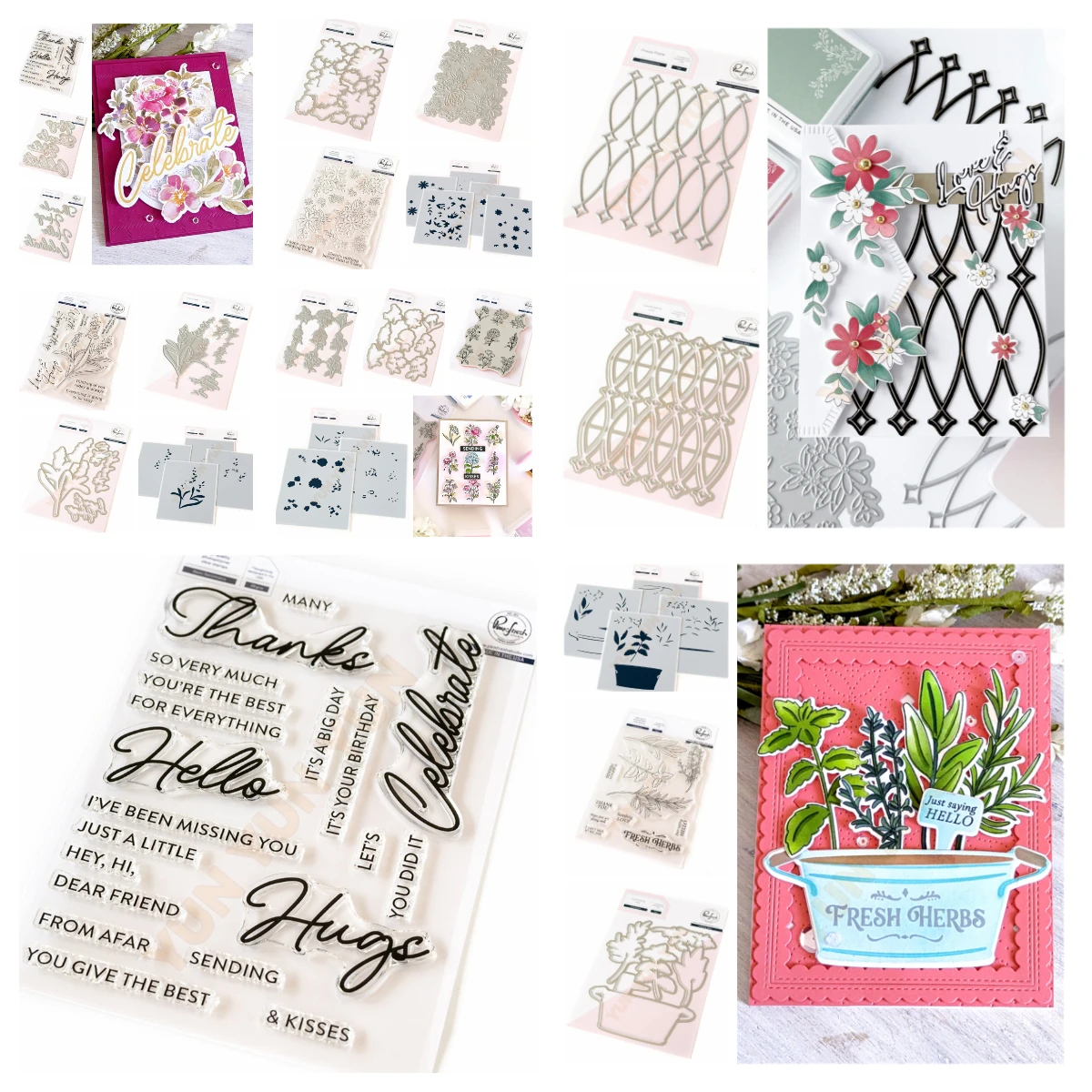 

Valentine's Day Dies Stamps Stencil new Pink fresh Hot Foil Blossoms Thinking of You basic Sentiments Stamp Die DIY Scrapbooking