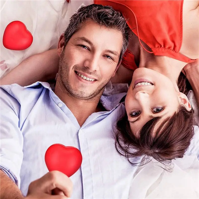 AINY-48 قطعة كرات ضغط على شكل قلب أحمر لعيد الحب ، كرات ضغط لمكافأة كرنفال المدرسة ، حقيبة حفلات عيد الحب حشو الهدايا