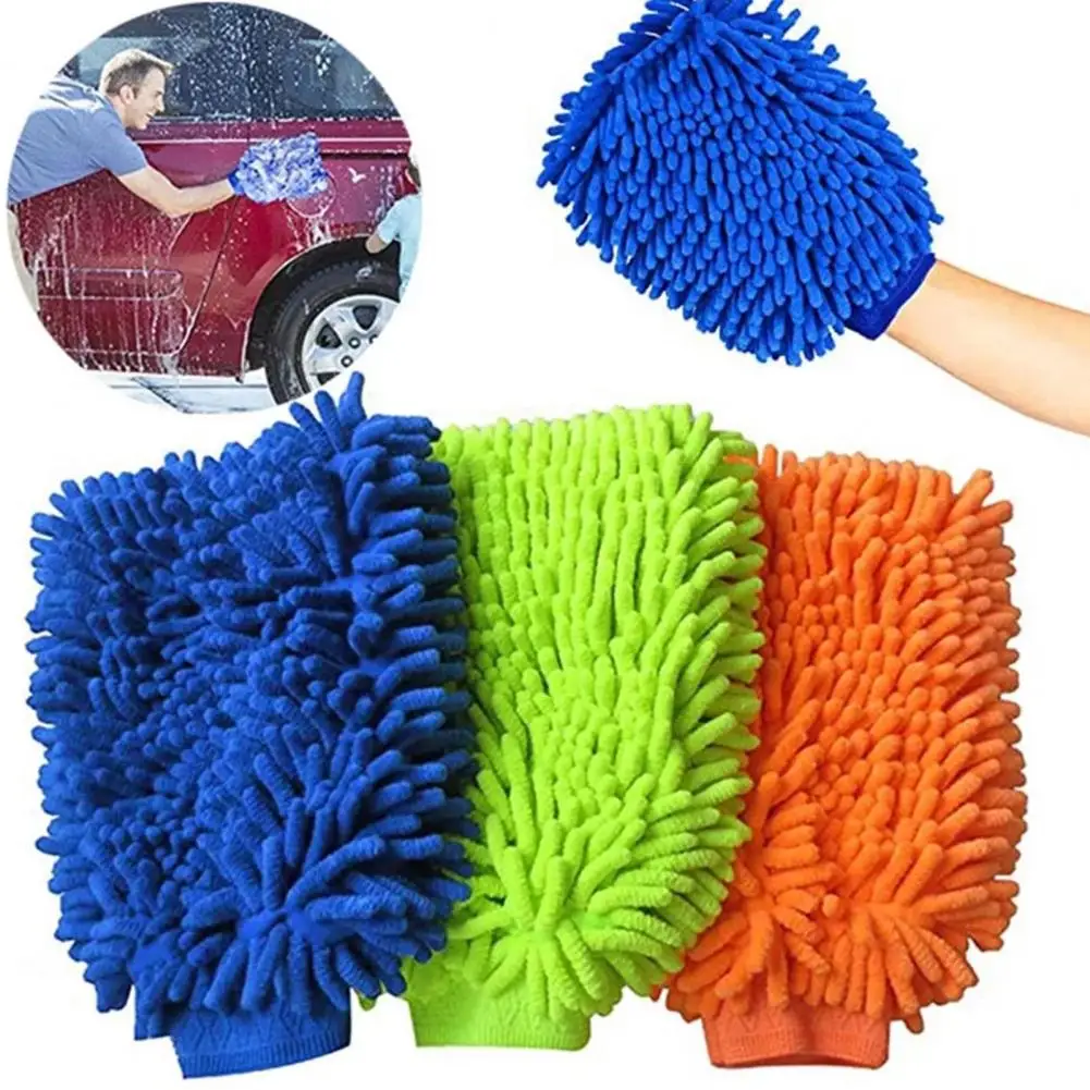 Car Wash Mitt Lint Free Highly Absorbent High-precision Chenille Fiber Mitts Dirt Removal Washable Car Cleaning Glove Wipes