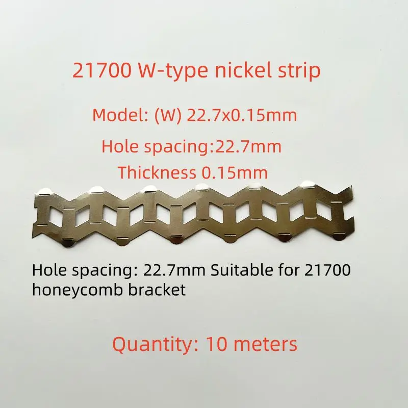 10 meter 21700 lithiumbatterij puntlasapparaat nikkelstrip nikkel Li-ionbatterijen gatafstand 22,7 mm en 21,5 mm nikkelstrip