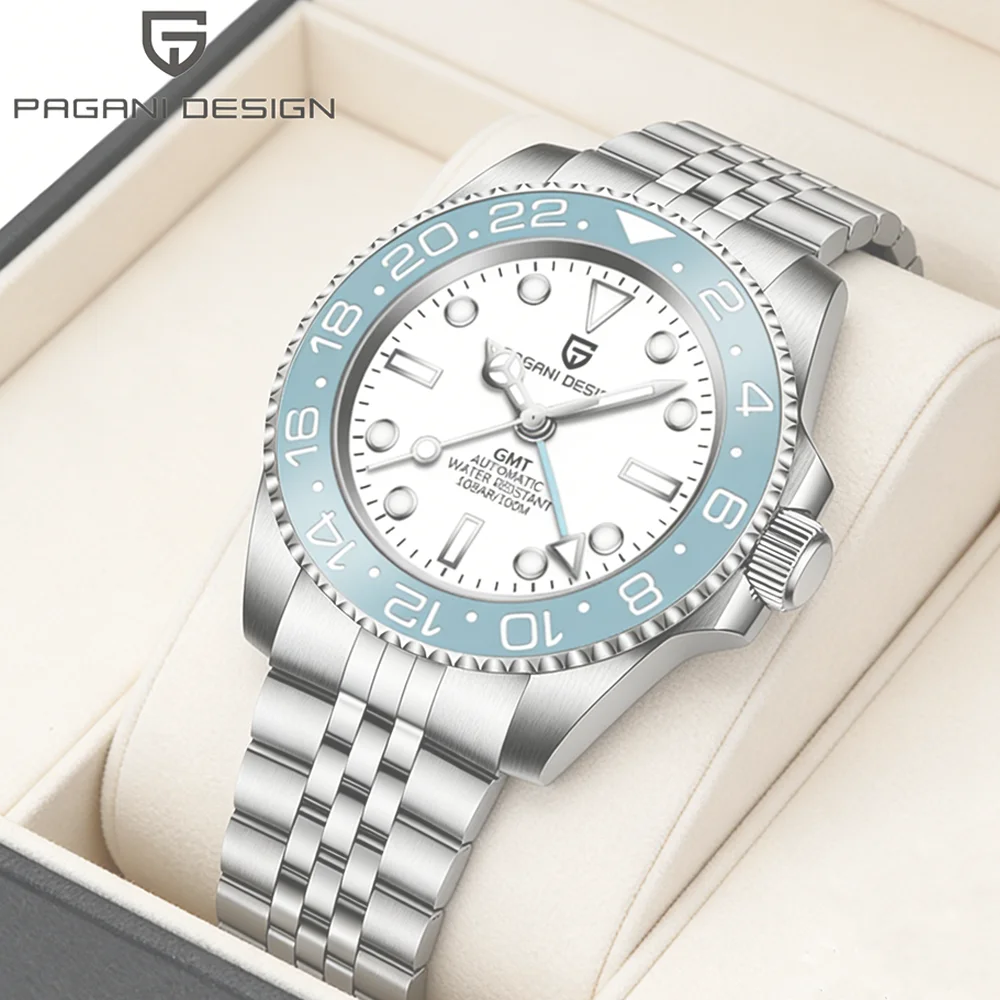 

Мужские часы Pagani Design 40MM GMT, роскошные, с сапфировым стеклом, из нержавеющей стали, механические, автоматические, водонепроницаемые до 100 м