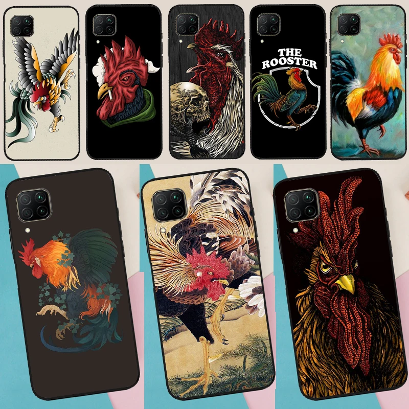 Funda con diseño de gallo para Huawei Nova Y72 Y90 Y60 Y70 Y91 Y61 Y73 3i 7i 8i 11 12i 9 10 SE P20 P30 Pro P40 Lite