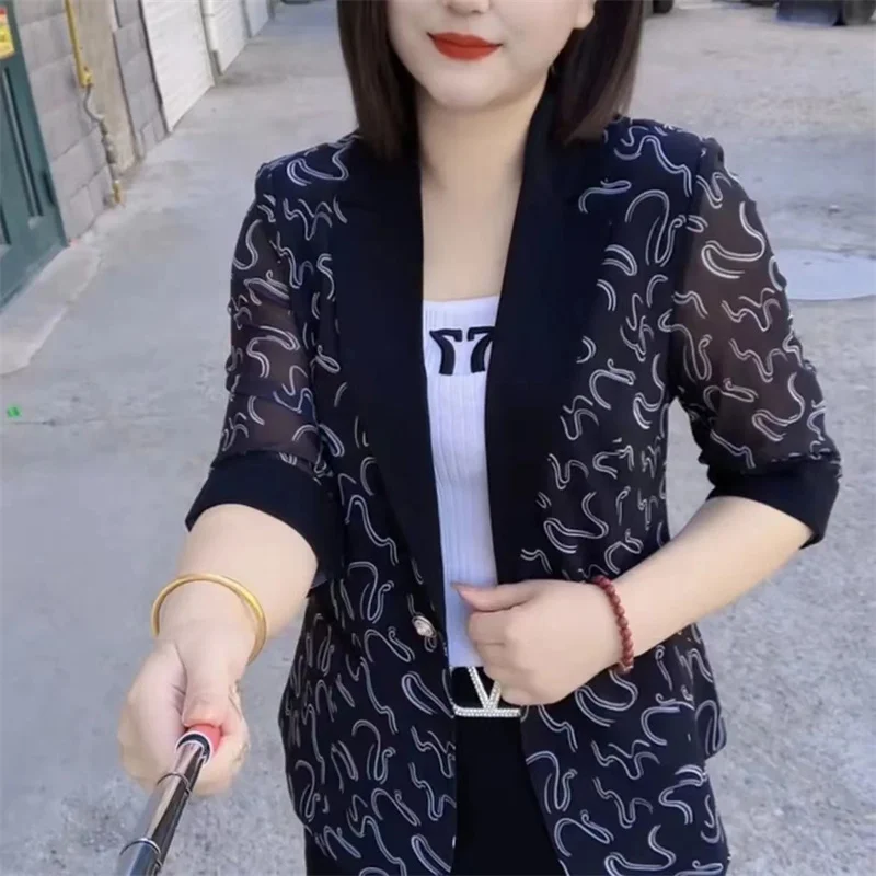 Temperament i moda w nowym stylu 2025 cienki styl modny letni garnitur płaszcz kardigan z filtrem przeciwsłonecznym top w stylu zachodnim damski modny
